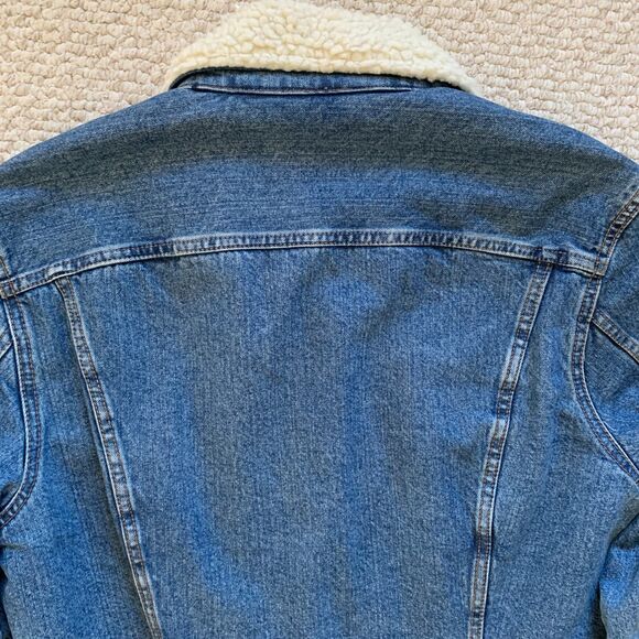 H&M Sherpa Borg Collar Denim Jacket Size S - Picture 6 of 9